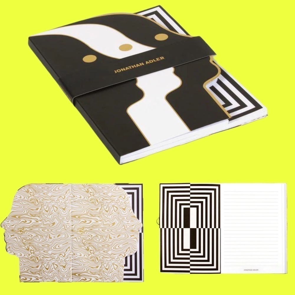 NWT Jonathan Adler A5 Die-cut Faces Notebook, Journal, or Diary with Stickers